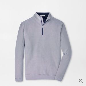 Peter Millar Navy and White Striped Perth Quarter Zip